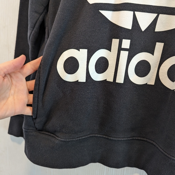 ADIDAS Originals Women's Trefoil Hoodie Black and White - Picture 5 of 11